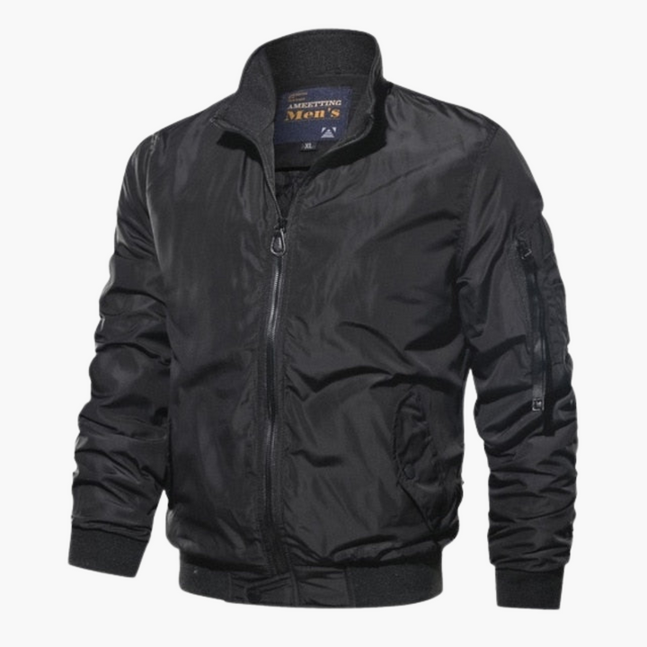 Men's bomber jacket stand-up collar high-quality fabric casual