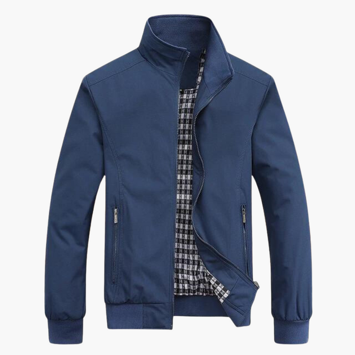 Men's bomber jacket with stand-up collar and zippered pockets