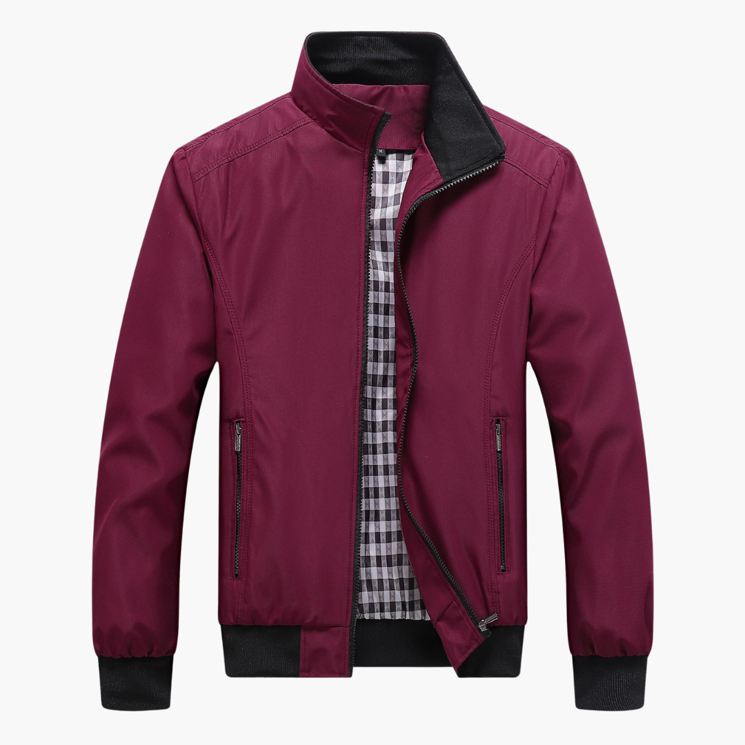 Men's bomber jacket with stand-up collar and zippered pockets