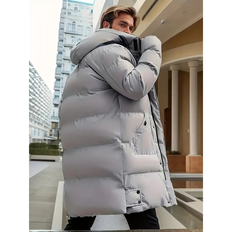 Herren Daunenjacke Lange Pufferjacke 4