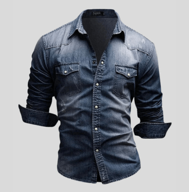 Men's denim shirt casual style made of soft fabric with long sleeves