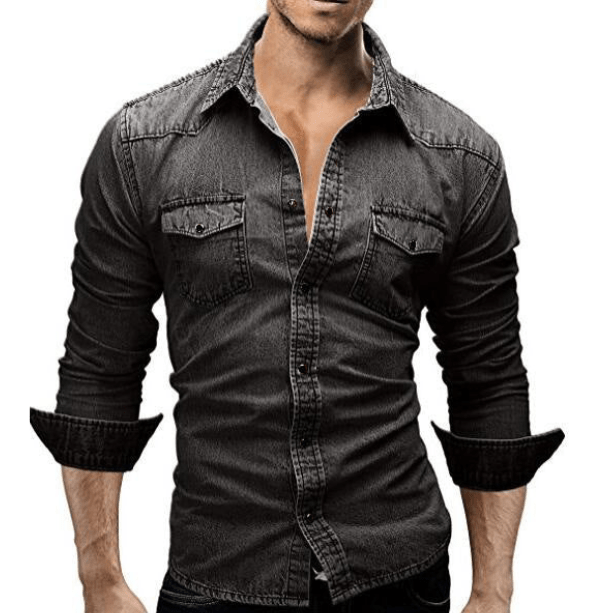 Men's denim shirt casual style made of soft fabric with long sleeves