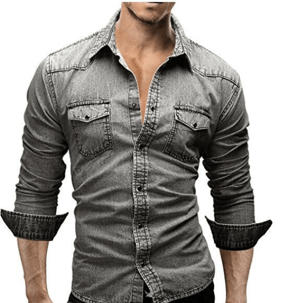 Men's denim shirt casual style made of soft fabric with long sleeves