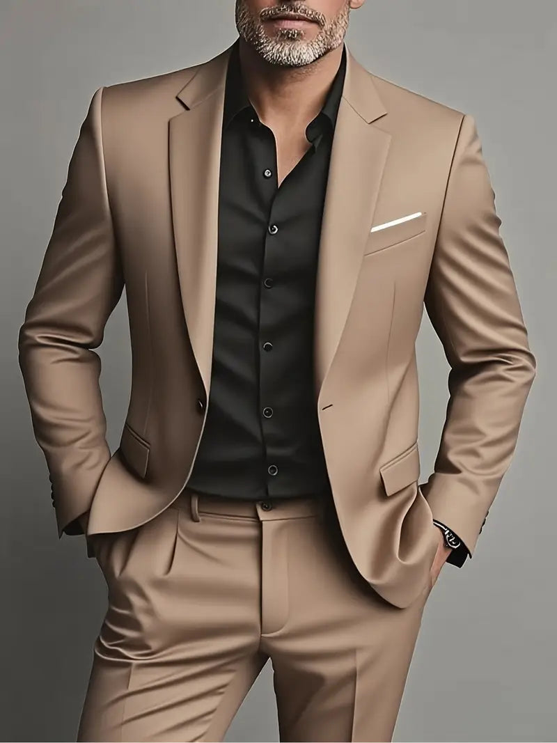 Herren Dunkelblauer Slim-Fit Anzug aus Soft-Touch-Material für Business und Abendveranstaltungen 2