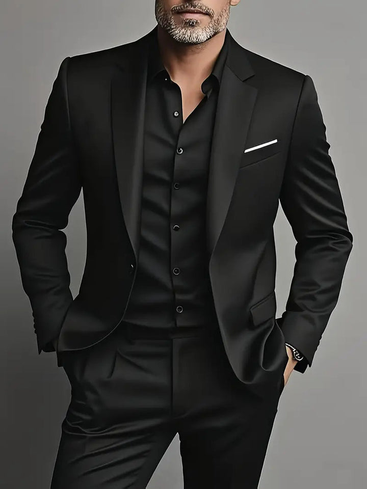 Herren Dunkelblauer Slim-Fit Anzug aus Soft-Touch-Material für Business und Abendveranstaltungen 3