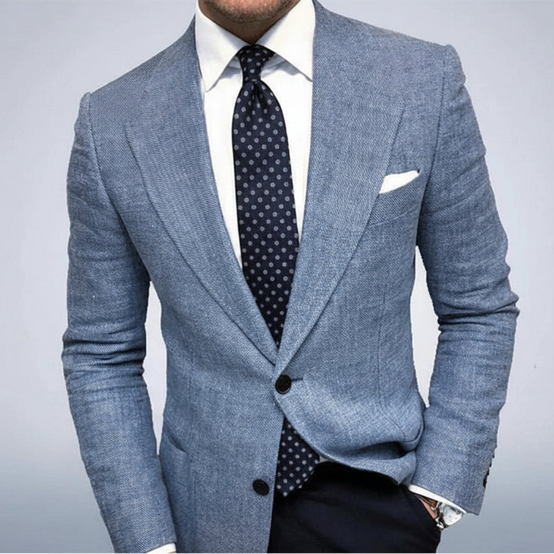 Herren Grauer Maßgeschneiderter Blazer in Strapazierfähigem Material und Eleganter Passform 1