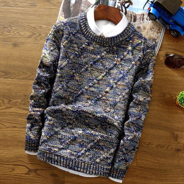 Męski sweter z grubym splotem wełniany nowoczesny styl