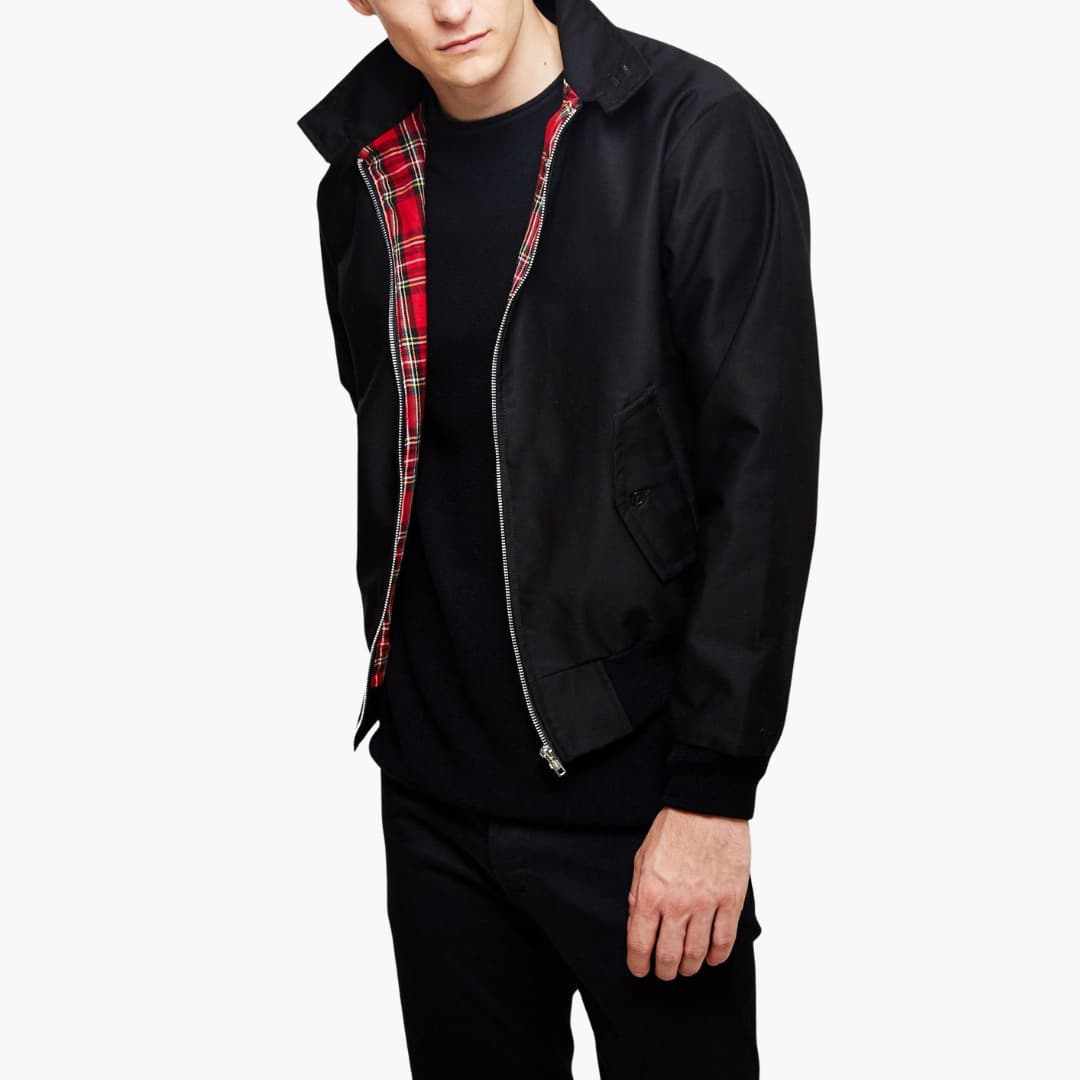 Men's jacket with ribbed cuffs - distinctive stand-up collar