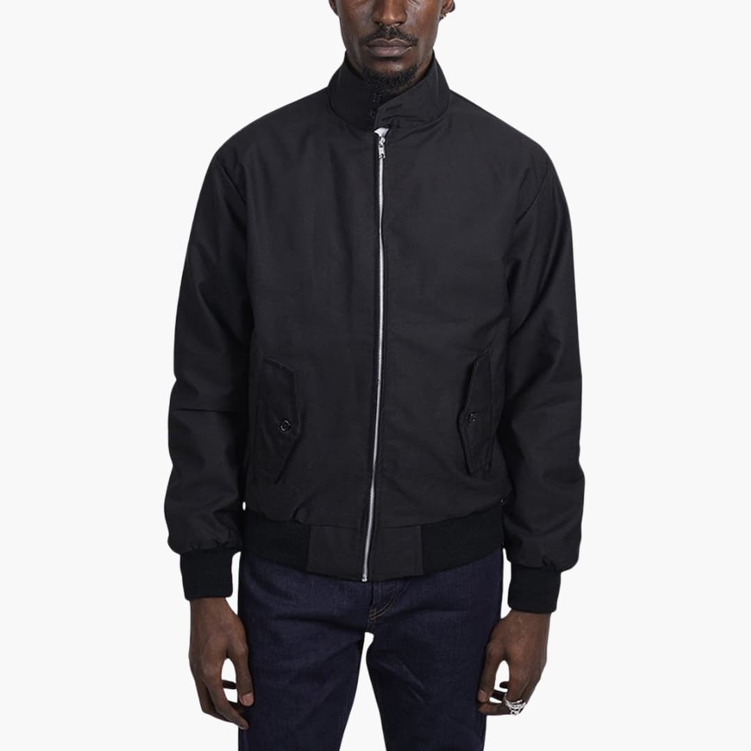 Men's jacket with ribbed cuffs - distinctive stand-up collar