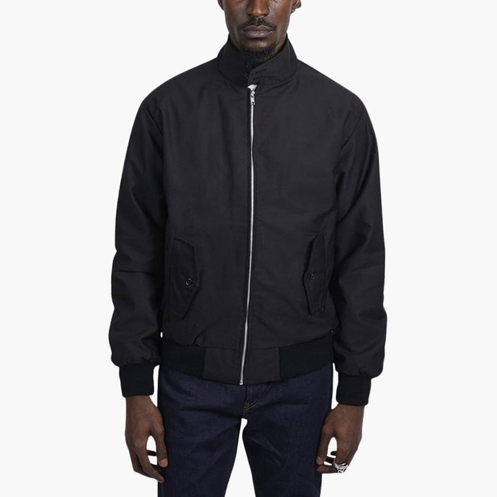 Men's jacket with ribbed cuffs - distinctive stand-up collar