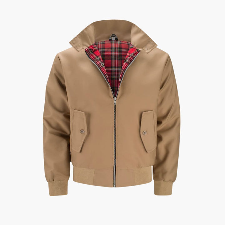 Men's jacket with ribbed cuffs - distinctive stand-up collar