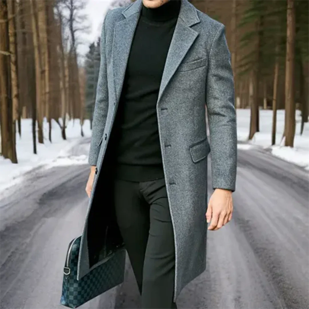 Manteau homme long en matière chaude de style classique