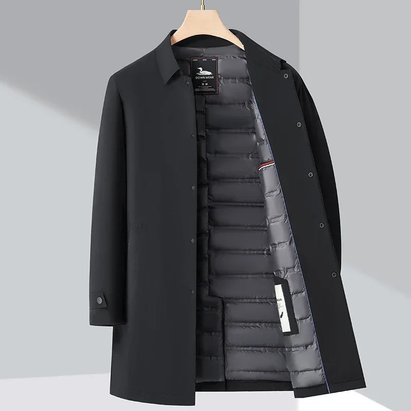 Herren Mantel Lang Daunen-Trenchcoat 3