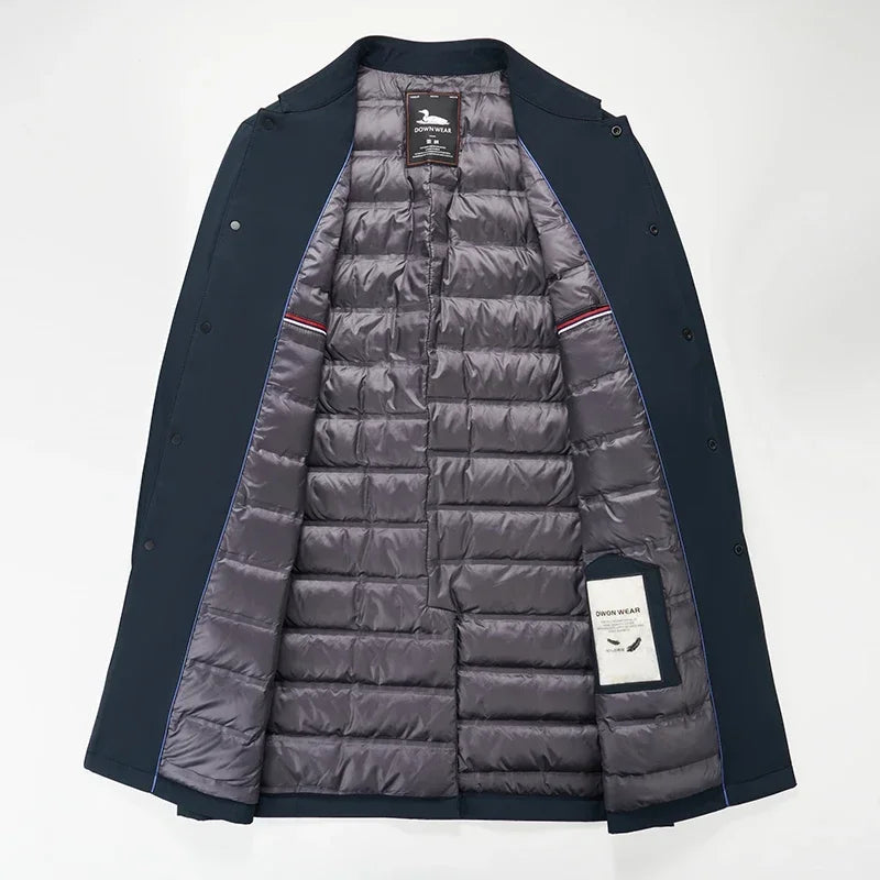 Herren Mantel Lang Daunen-Trenchcoat 4