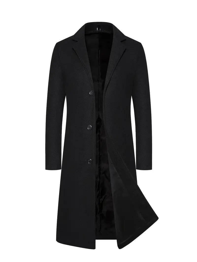 Manteau homme long avec col à revers en mélange de laine