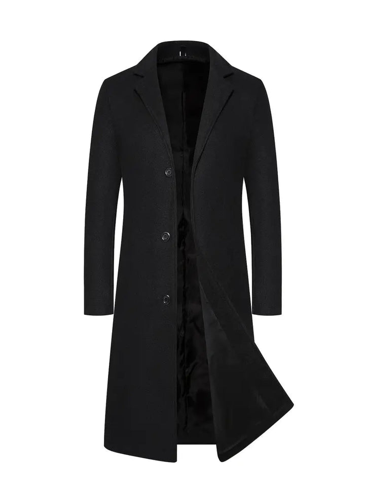 Manteau homme long avec col à revers en mélange de laine
