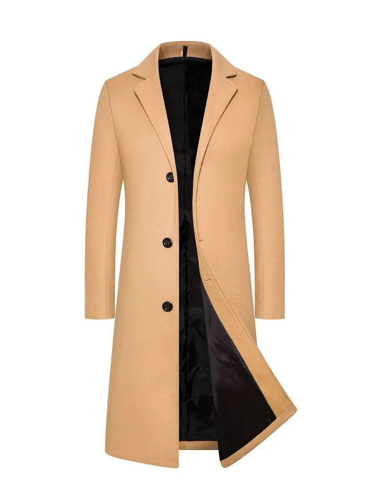 Manteau homme long avec col à revers en mélange de laine