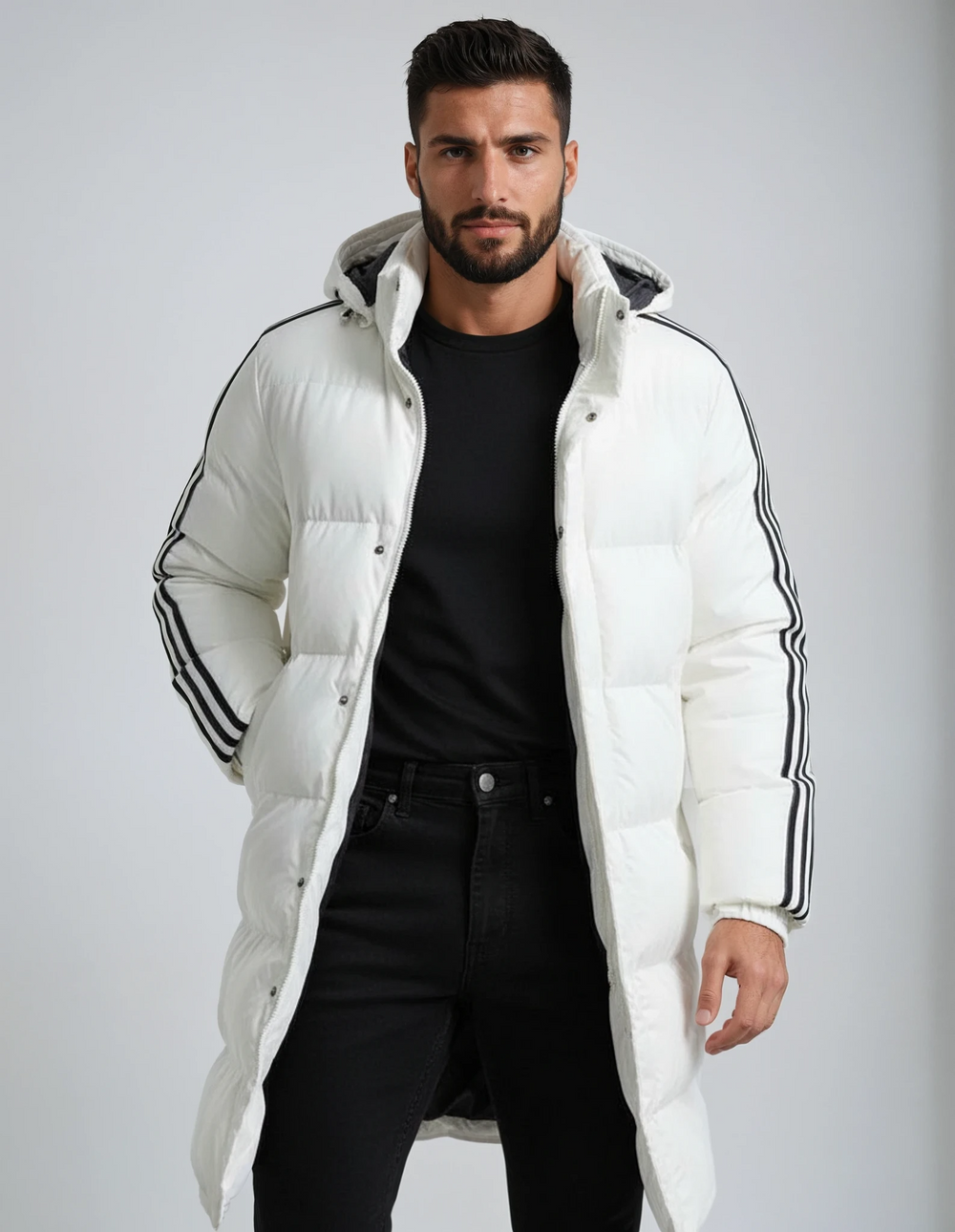 Herren Parka Winddicht Baumwollmischung Langer Schnitt 1