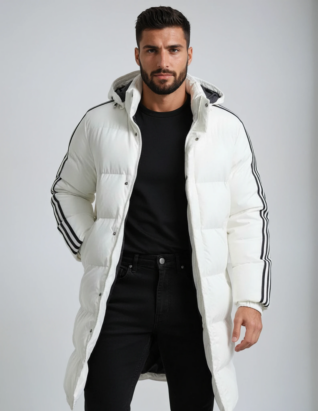 Herren Parka Winddicht Baumwollmischung Langer Schnitt 1