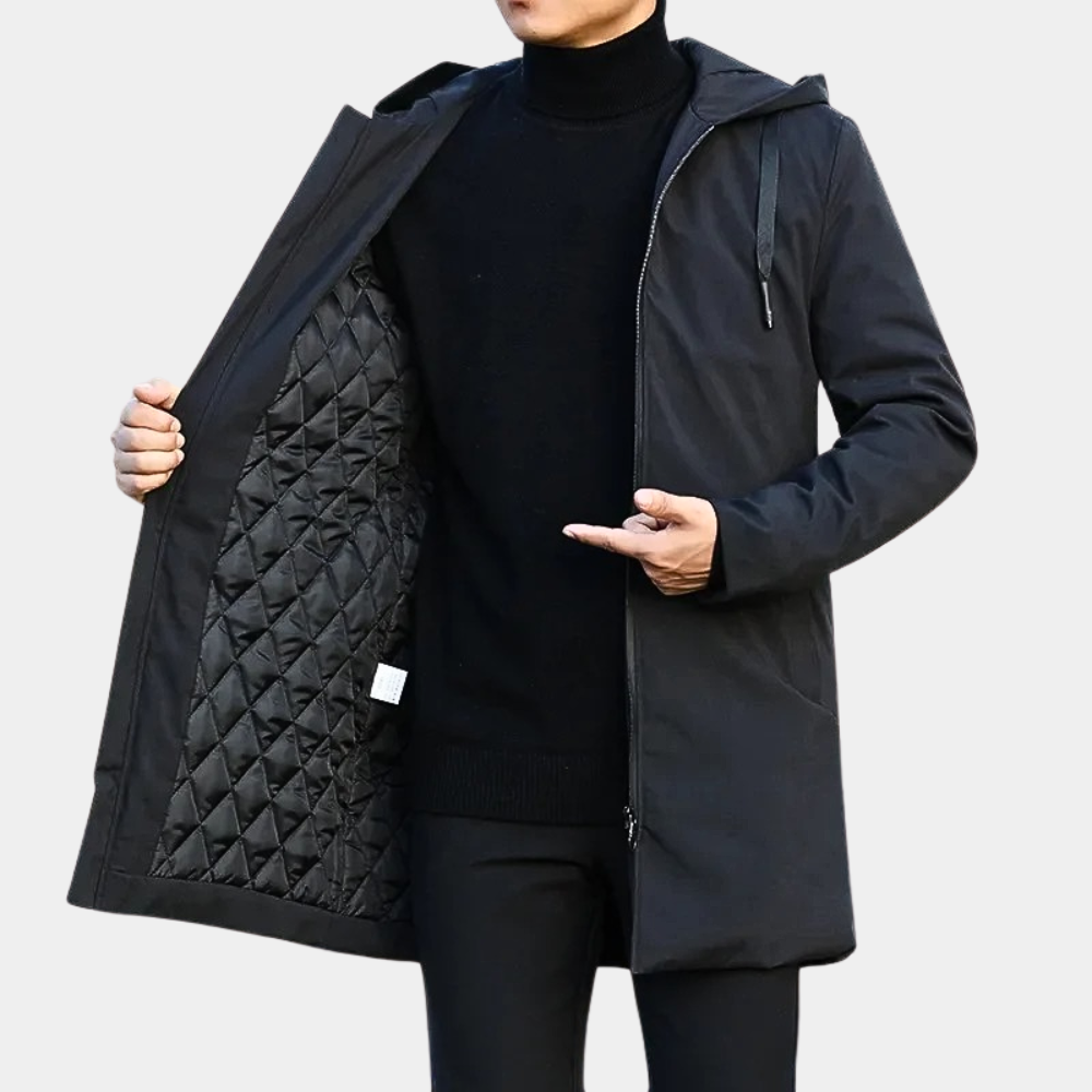Men's Long Rain Jacket Waterproof Breathable Elegant Design