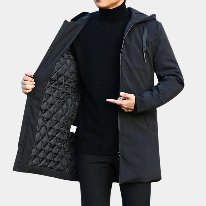 Men's Long Rain Jacket Waterproof Breathable Elegant Design
