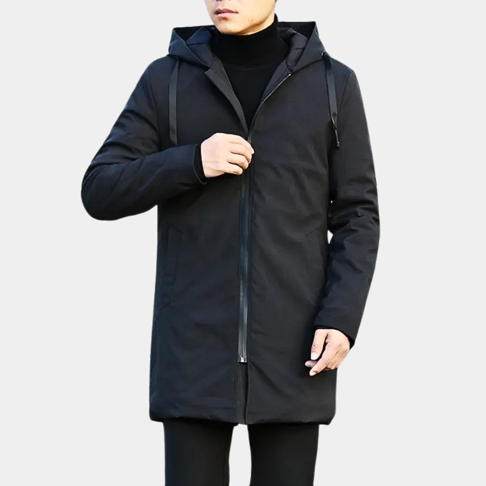 Men's Long Rain Jacket Waterproof Breathable Elegant Design