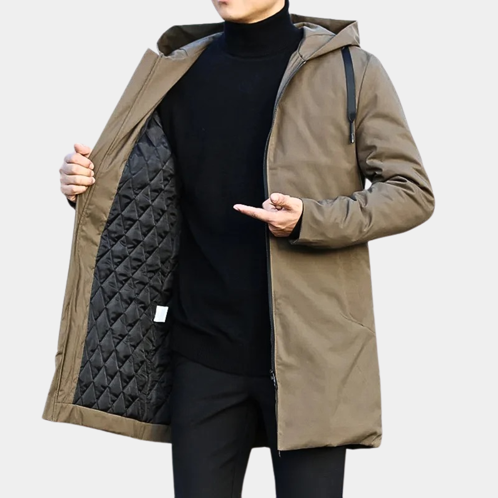Men's Long Rain Jacket Waterproof Breathable Elegant Design