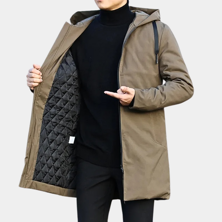 Men's Long Rain Jacket Waterproof Breathable Elegant Design