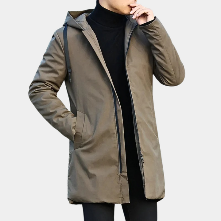 Men's Long Rain Jacket Waterproof Breathable Elegant Design