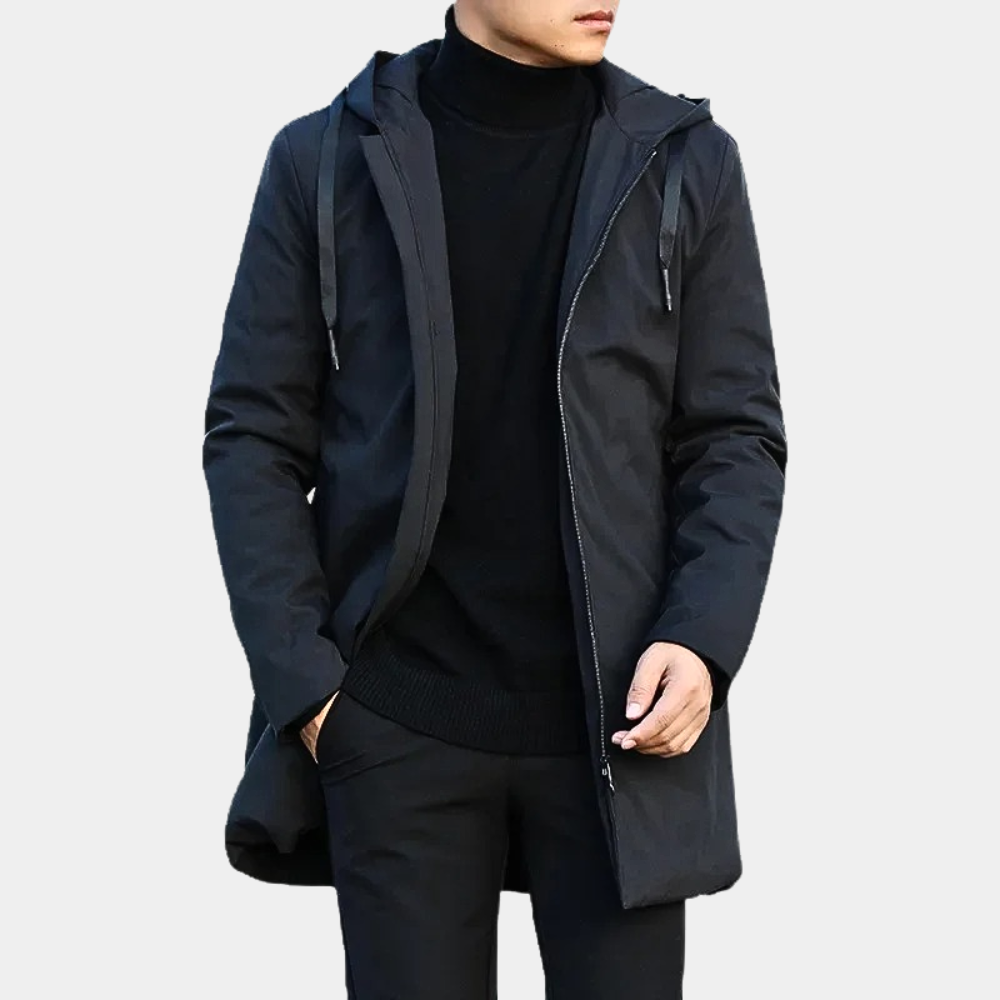 Men's Long Rain Jacket Waterproof Breathable Elegant Design