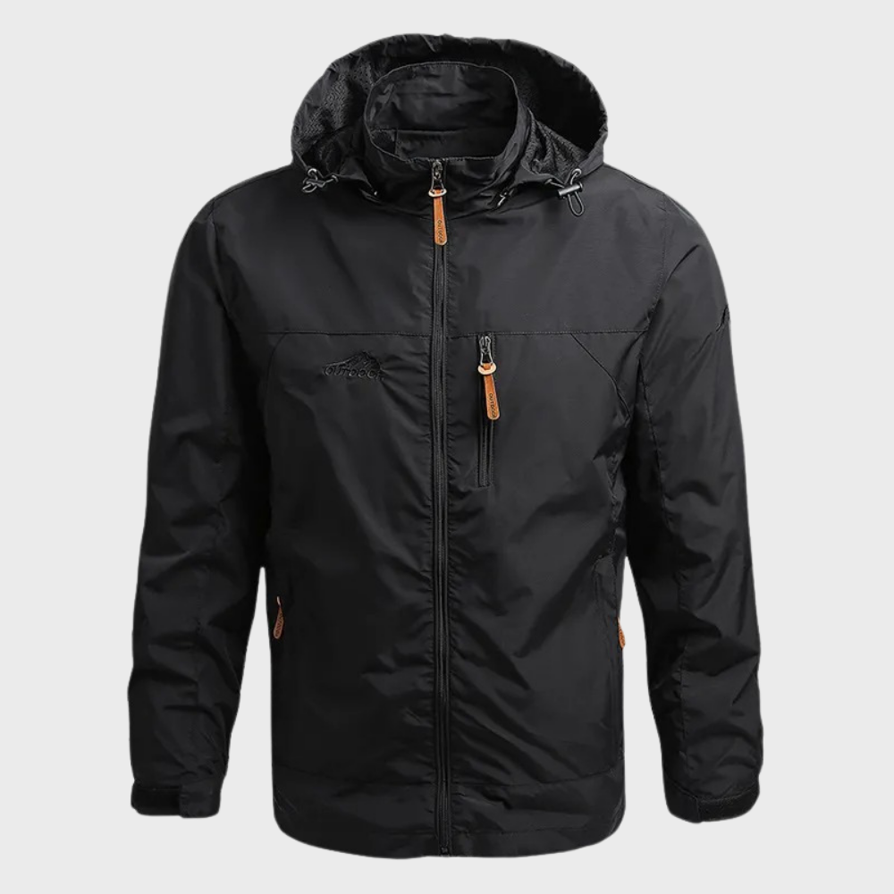 Men's Waterproof Breathable Rain Jacket with Hood for Outdoor Activities