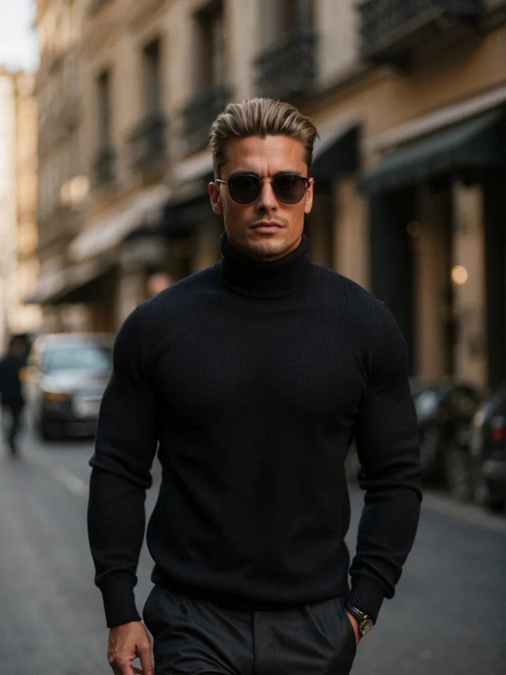 Herren Rollkragenpullover Wolle Klassisch Elegant 0
