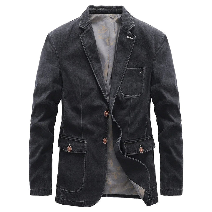 Men's Denim Blazer Casual Style with Practical Pockets