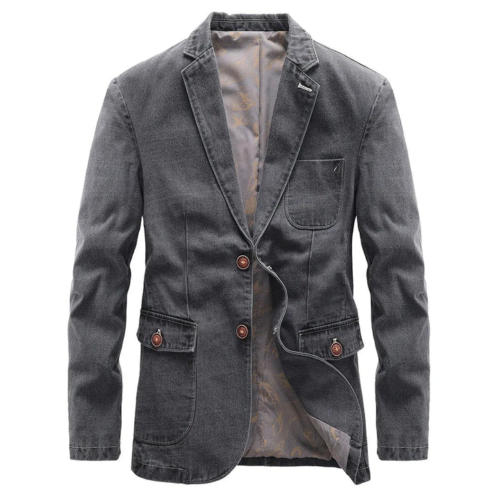 Men's Denim Blazer Casual Style with Practical Pockets