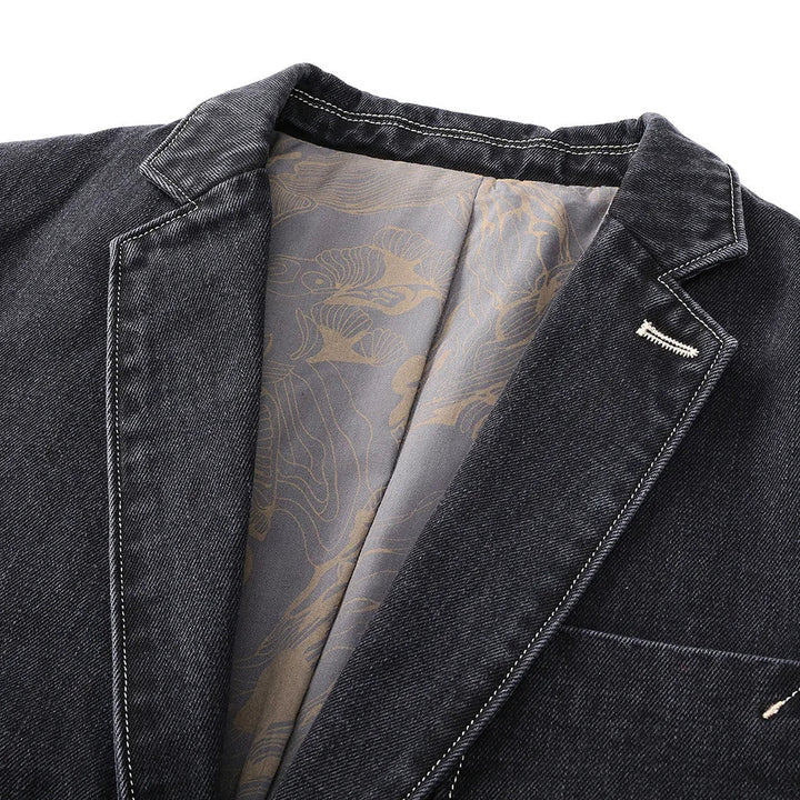Men's Denim Blazer Casual Style with Practical Pockets