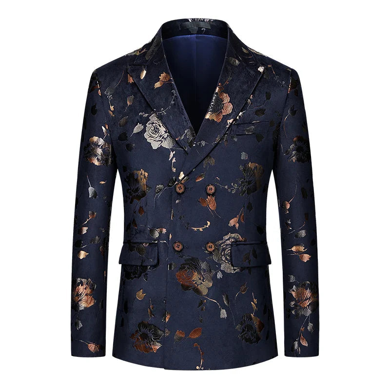 Men's Blazer Floral Design High-Quality Fabric Elegant Look