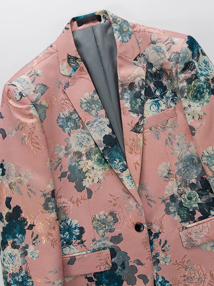 Men's Blazer High-Quality Fabric Floral Design