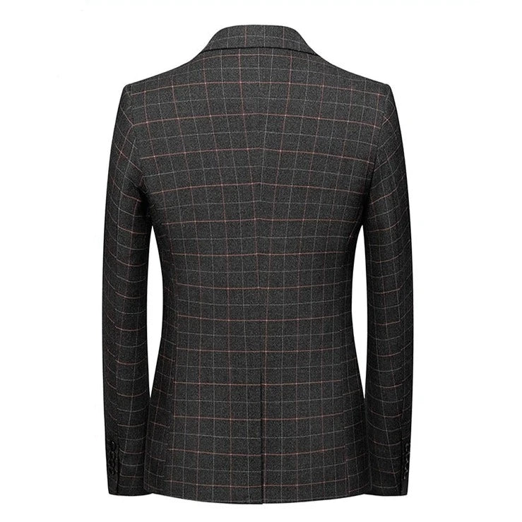 Men's Blazer Checkered Design Slim-Fit High-Quality Materials