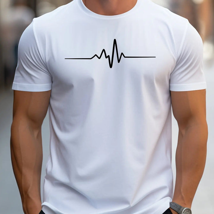 Men's Slim Fit T-Shirt with Heartbeat Print