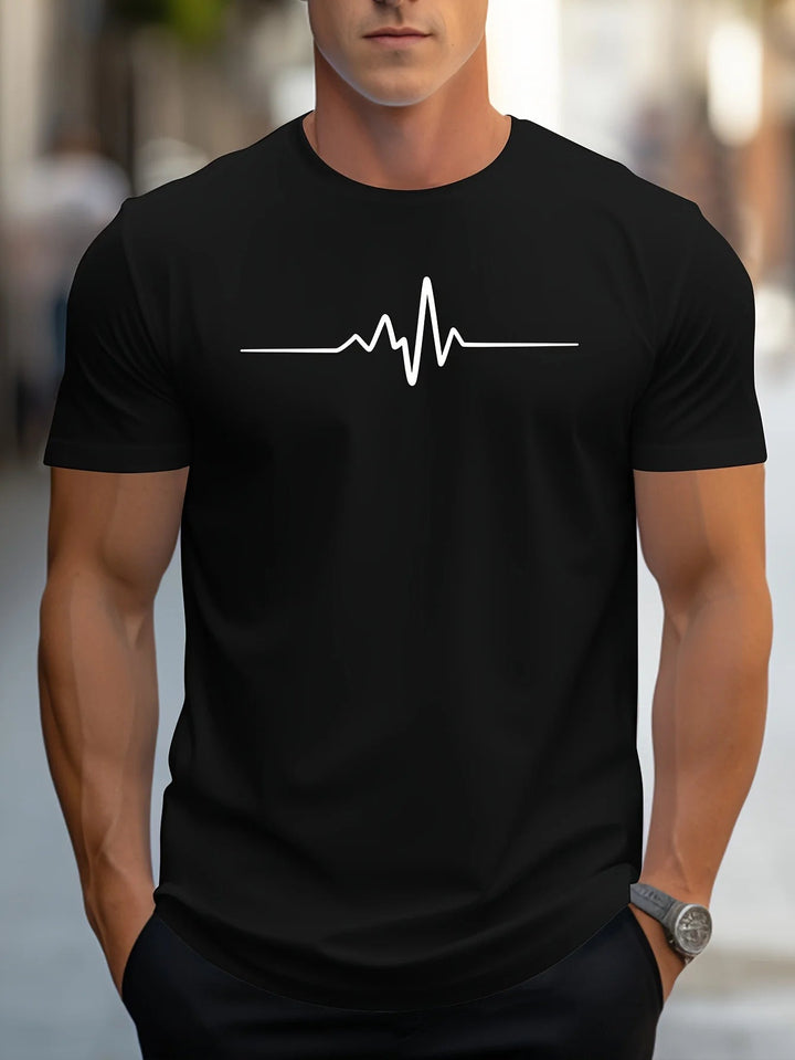 Men's Slim Fit T-Shirt with Heartbeat Print