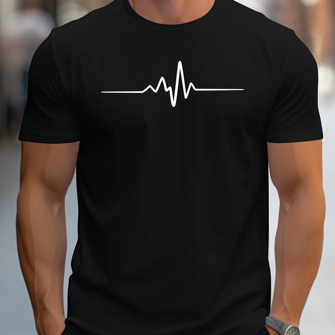 Men's Slim Fit T-Shirt with Heartbeat Print
