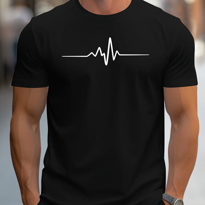 Men's Slim Fit T-Shirt with Heartbeat Print