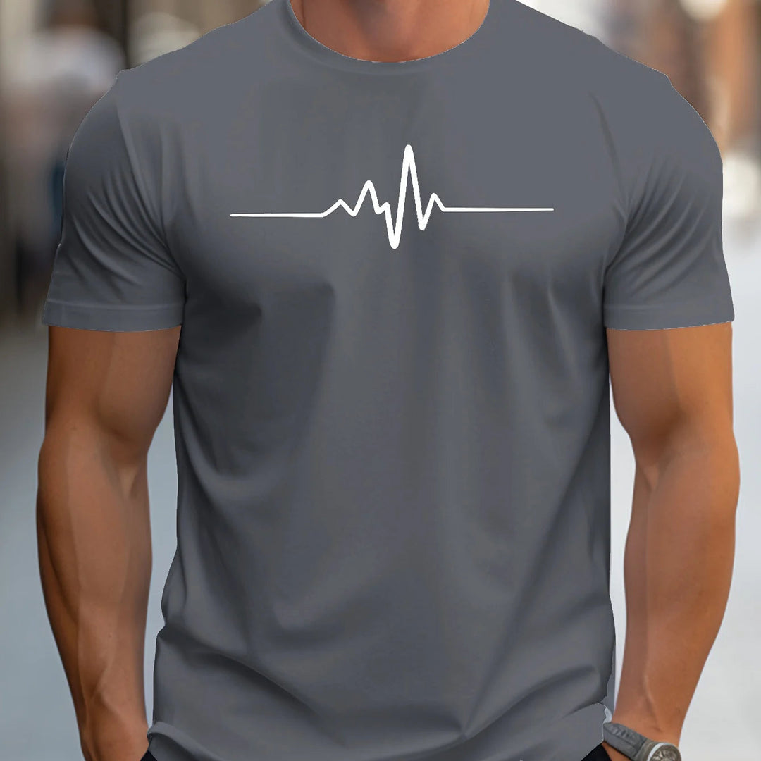 Men's Slim Fit T-Shirt with Heartbeat Print