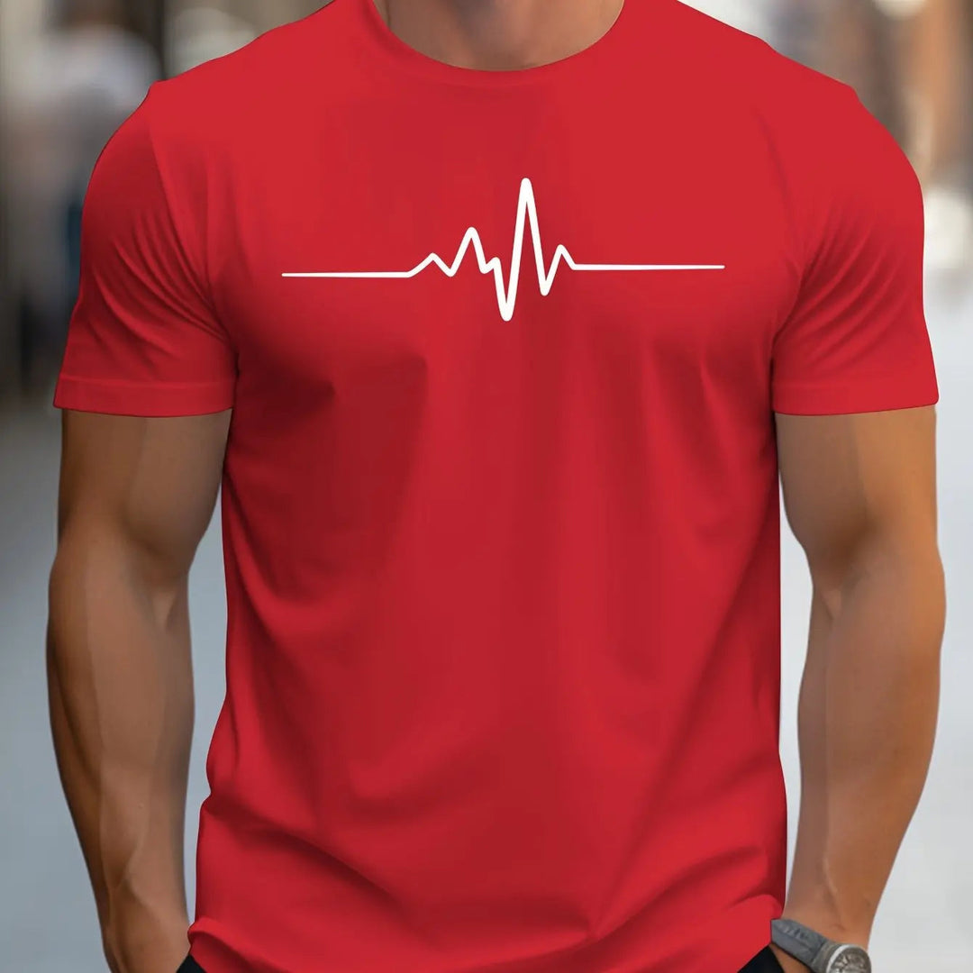 Men's Slim Fit T-Shirt with Heartbeat Print