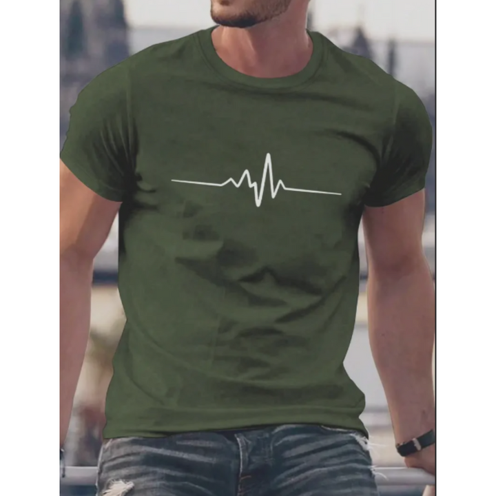 Men's Slim Fit T-Shirt with Heartbeat Print