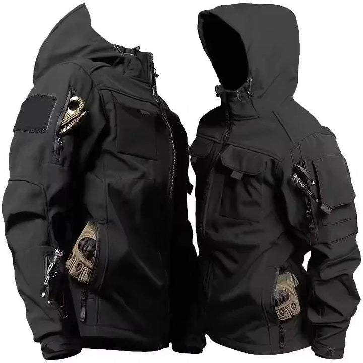 Men's softshell jacket with hood - wind- and water-repellent