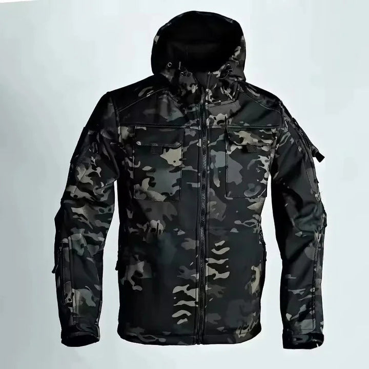 Men's softshell jacket with hood - wind- and water-repellent