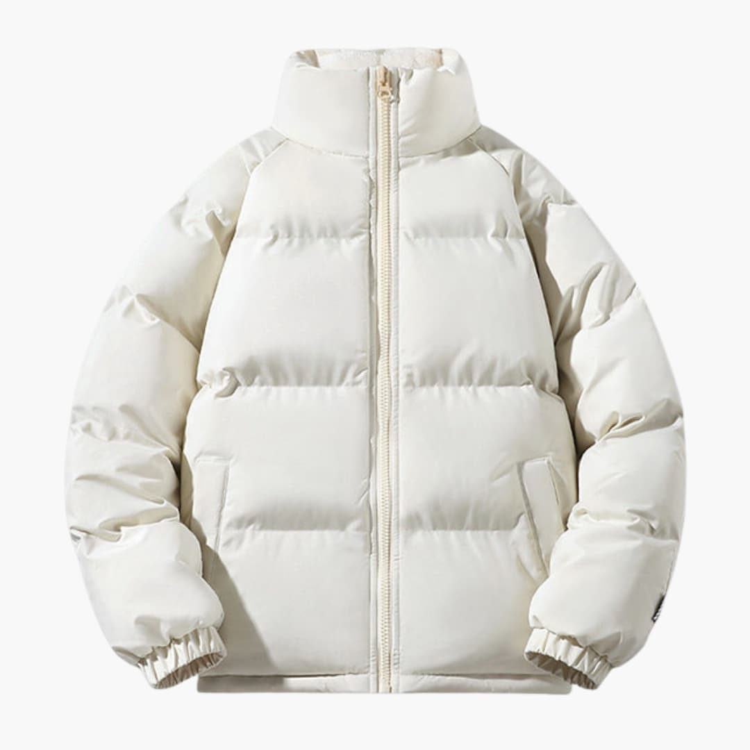 Men's Quilted Jacket Fleece Warm with High Collar and Zipper