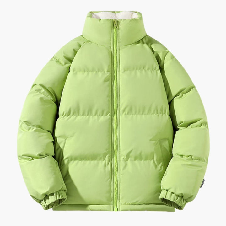 Men's Quilted Jacket Fleece Warm with High Collar and Zipper