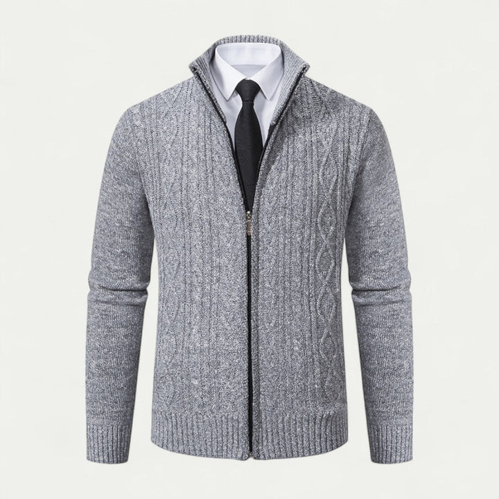 Herren Strickjacke Baumwolle Casual Stil mit Stehkragen und Knopfleiste 0